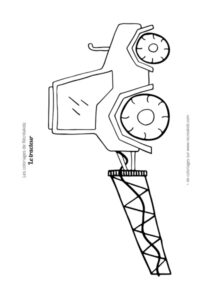 Coloriage tracteur en noir et blanc