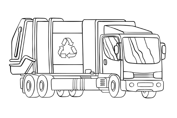 Dessin camion poubelle benne à colorier