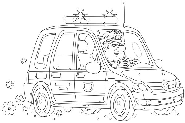 Dessin de voiture de police à colorier