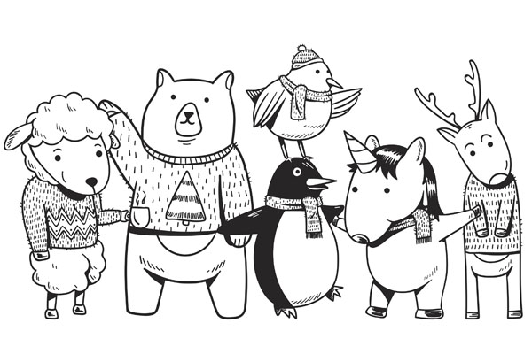 Coloriage animaux de Noël à imprimer