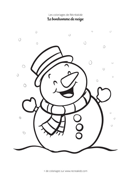 Coloriage bonhomme de neige rigolo