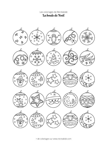 Coloriage boule de Noël difficile