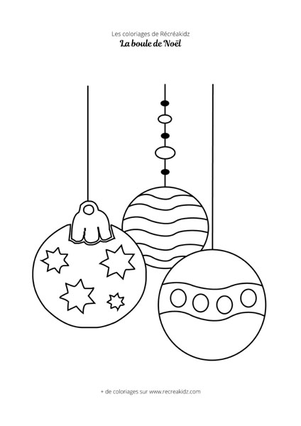 Coloriage boule de Noël en noir et blanc