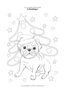 Coloriage bouledogue de Noël