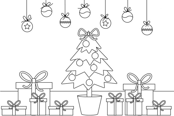 Coloriage cadeau de Noël à imprimer