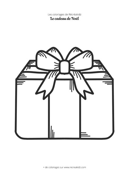 Coloriage cadeau de Noël en noir et blanc