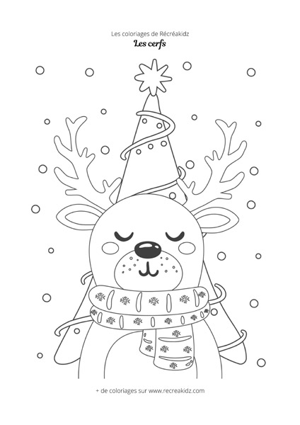 Coloriage cerf de Noël