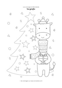 Coloriage girafe de Noël