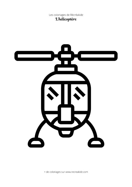 Coloriage hélicoptère vu de face