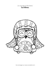 Coloriage hibou hiver