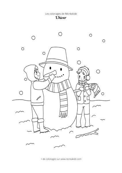 Coloriage hiver noir et blanc