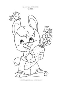 Coloriage lapin avec carotte