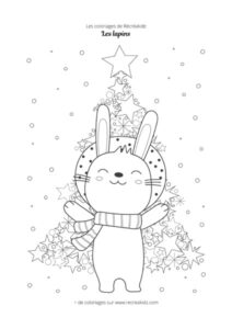 Coloriage lapin de Noël