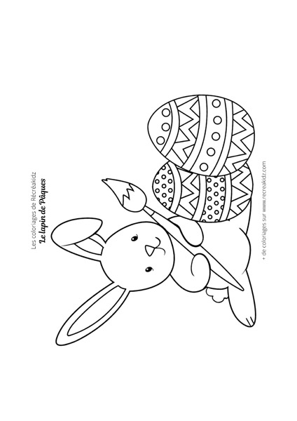 Coloriage lapin de Pâques artiste