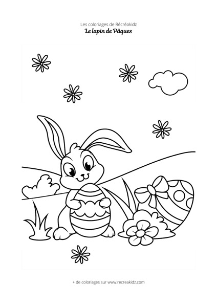 Coloriage lapin de Pâques CE2