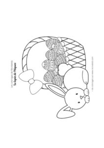 Coloriage lapin de Pâques couché