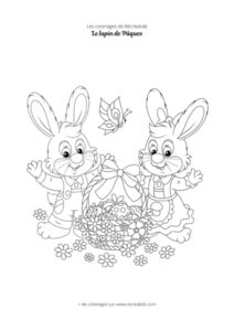 Coloriage lapin de Pâques difficile