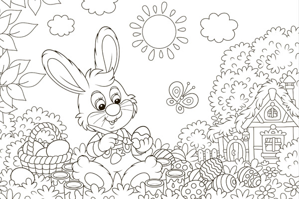 Coloriage lapin de Pâques gratuit