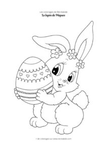 Coloriage lapin de Pâques mignon