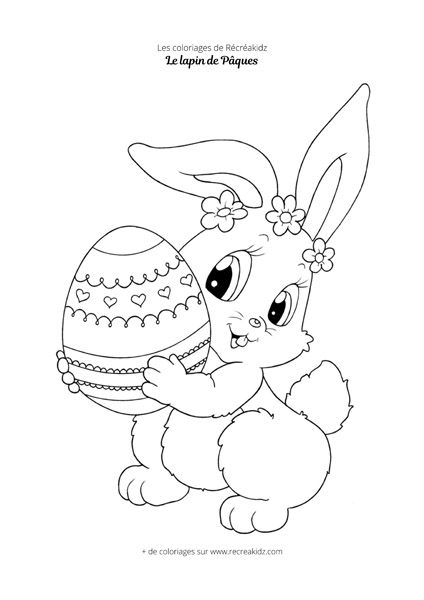 Coloriage lapin de Pâques mignon