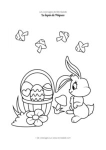 Coloriage lapin de Pâques en noir et blanc