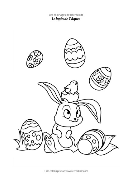 Coloriage lapin de Pâques rigolo