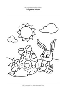 Coloriage lapin et œuf de Pâques