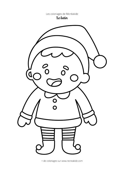 Coloriage lutin de Noël facile