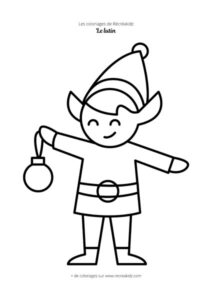 Coloriage lutin de Noël rigolo