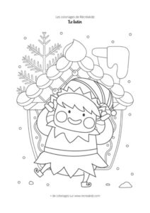 Coloriage lutin de Noël pour enfant