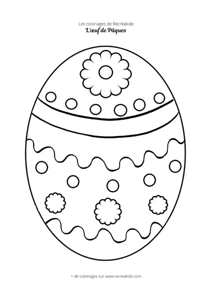 Coloriage œuf de Pâques simple