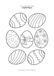 Coloriage œufs de Pâques en noir et blanc