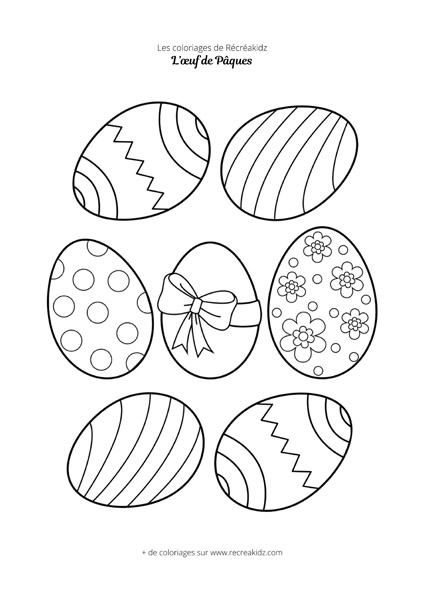 Coloriage œufs de Pâques en noir et blanc