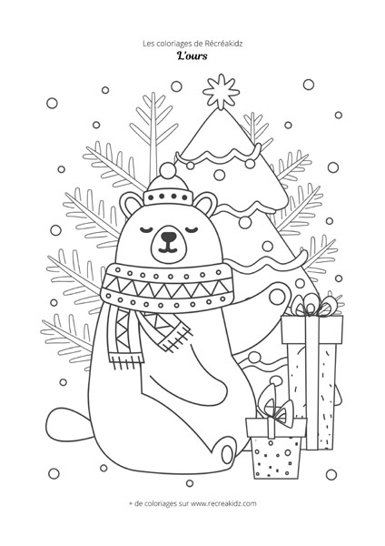 Coloriage ours de Noël