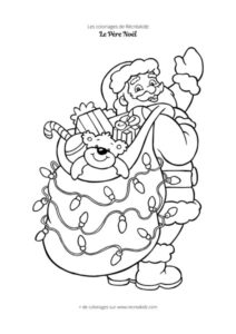 Coloriage Père Noël avec hotte