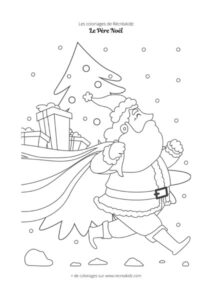 Coloriage Père Noël qui court