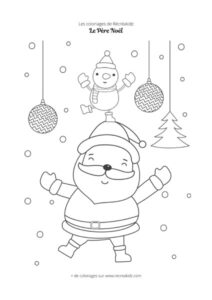 Coloriage Père Noël sous la neige