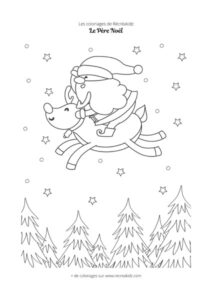 Coloriage Père Noël volant