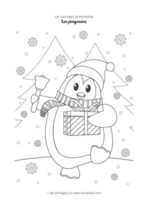 Coloriage pingouin de Noël