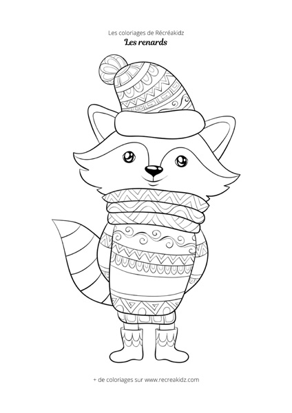 Coloriage renard hiver