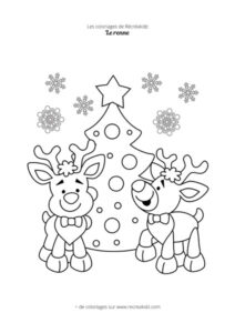 Coloriage renne de Noël