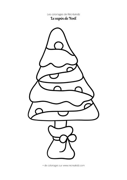 Coloriage sapin de Noël en noir et blanc