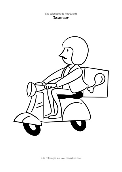 Coloriage scooter de livraison