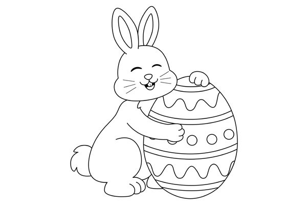 Dessin lapin de Pâques à colorier