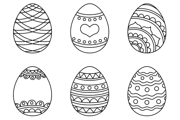 Dessin œuf de Pâques à colorier