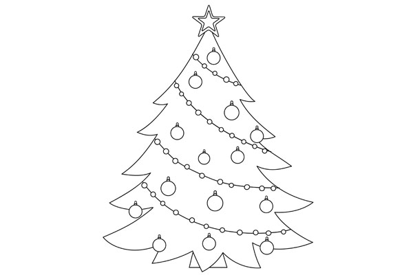 Dessin sapin de Noël à colorier