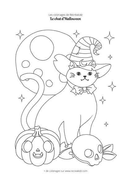 Coloriage chat Halloween CP