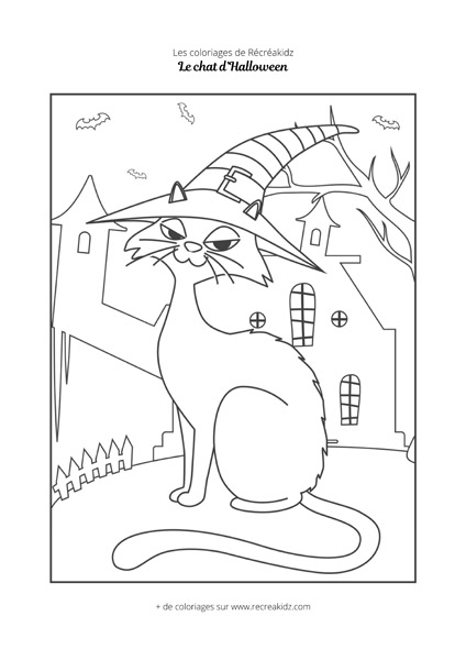 Coloriage chat Halloween facile