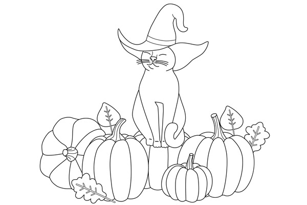 Coloriage chat Halloween gratuit