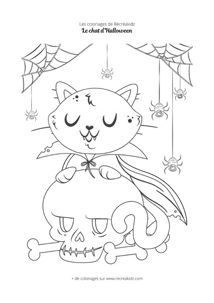 Coloriage chat Halloween pour enfant